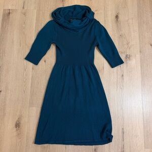 🦋 Vintage Y2K Takeout Teal Cowl Neck Sweater Dress - S 🦋